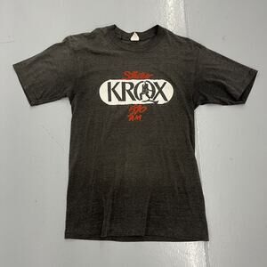Vintage 80s KROX Stereo 570AM Black Faded Radio T-Shirt